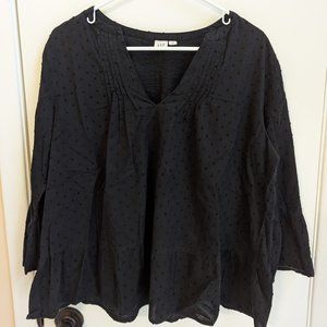 Gap Black Polka Dot Peplum Top